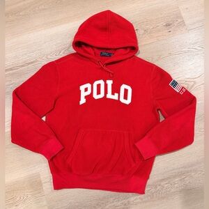 Polo by Ralph Lauren Red Fleece Pullover Hoodie